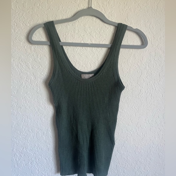 NWT JCREW Featherweight cashmere ribbed tank top Topiary Size Small - Picture 2 of 7